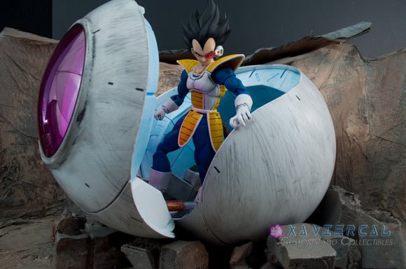 Xavier Cal Custom S. H. Figuarts Dragon Ball Z Sayian Saga - Vegeta + Sayian Pod & Diorama Set